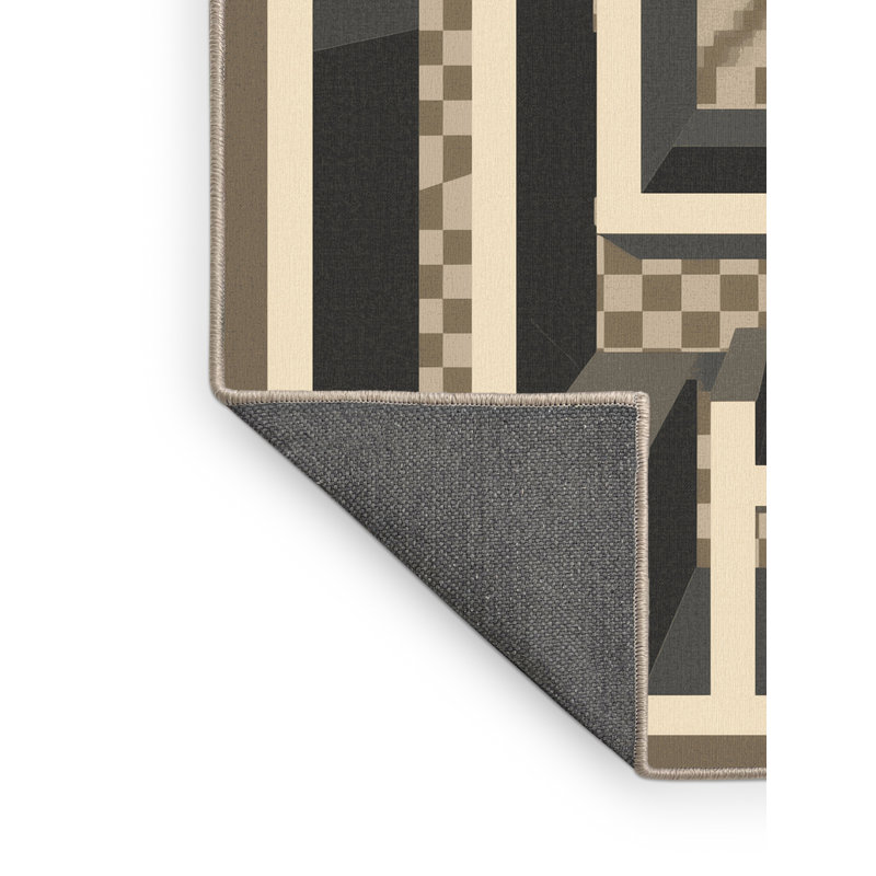Tapis moelleux moelleux moderne à motif de carreaux brun et beige, 8x12