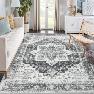Keyona Washable Area Rug with Non-Slip Backing