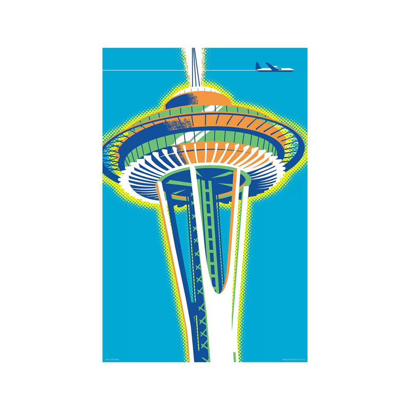 «Seattle Space Needle» par Jim Zahniser - Estampe numérique sur toile tendue avec châssis, H 12 po x l 8 po x P 0,75 po