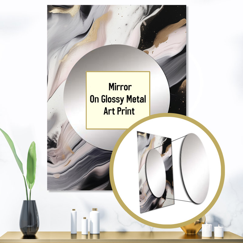 Miroir mural en marbre blanc et gris Loughrey Ripples Of Stone IV, 40 po x 30 po