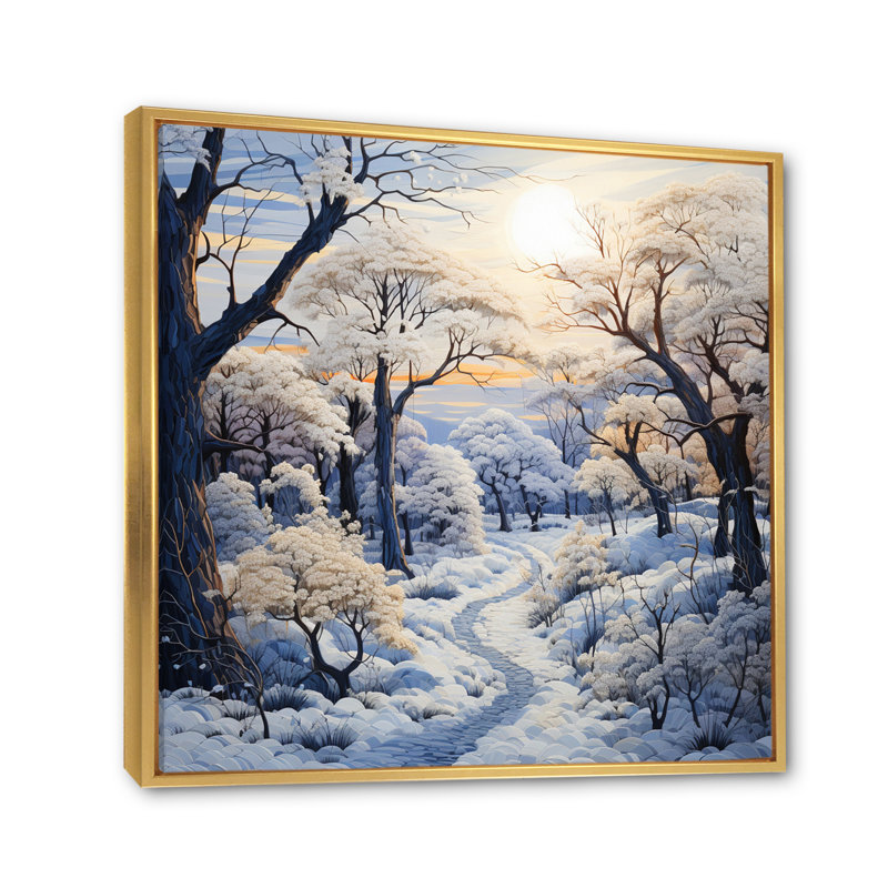 " Snow Winters Dawn Solitude II ", Gold Floater Framed, 36" H x 36" W x 1.5" D