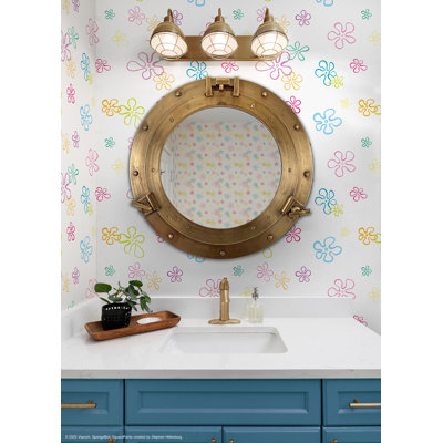 SpongeBob SquarePants Floral White Peel and Stick Wallpaper