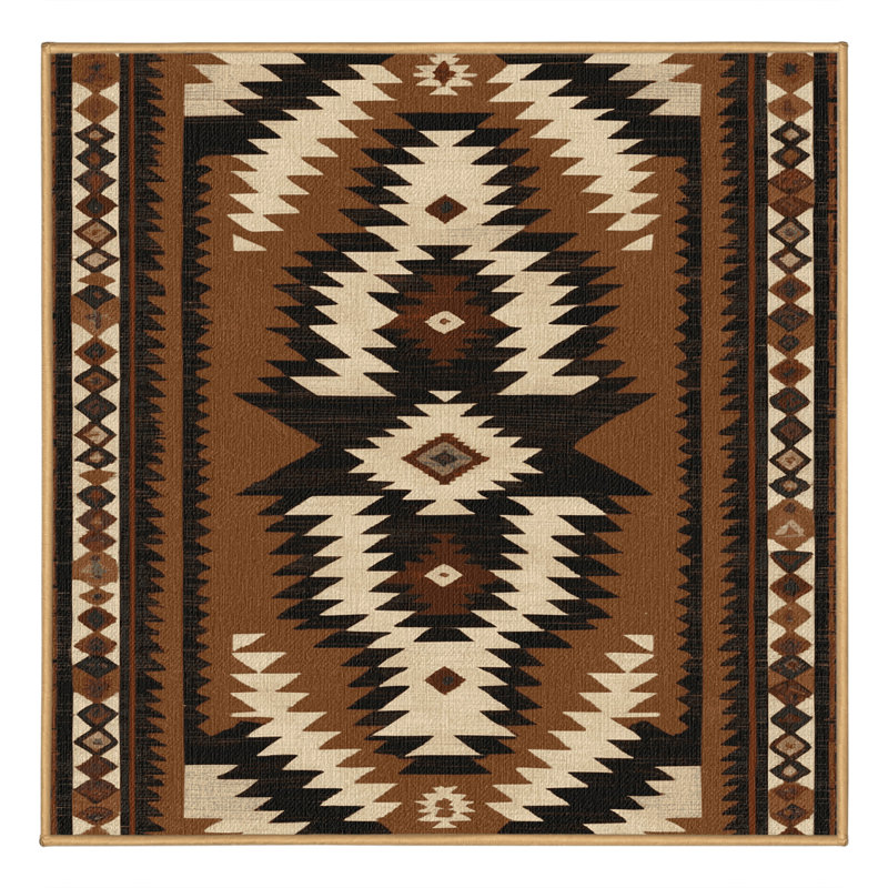  Washable Cowboy Boot Print Southwestern Area Rug, Square 5'