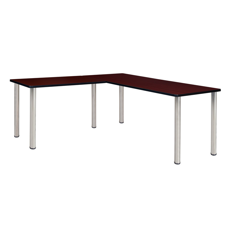 Albaugh Modular L-Shaped Steel, Mahogany/Chrome, 29" H x 60" W x 66" D