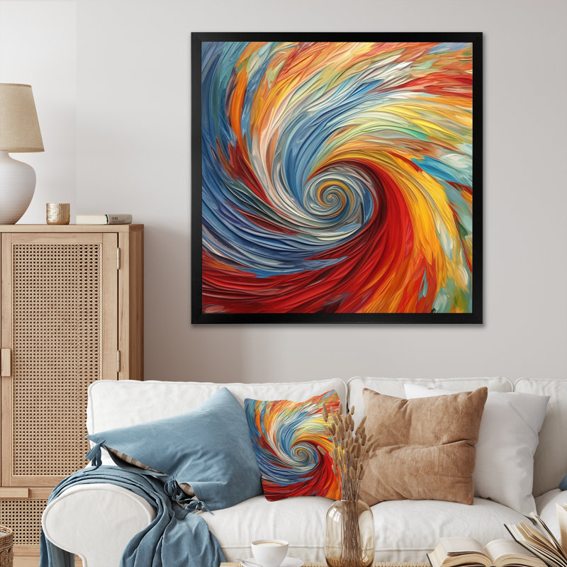 Spiral Symphony II - Abstract Spirals, reproduction d'art sur toile, H 24 po x l 24 po x P 1 po, Cadre simple noir