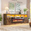 Meuble télé Farmhouse pour téléviseur de 95 po avec foyer électrique de 50 po et éclairage à DEL, console multimédia de 83 po avec armoire à porte de grange pour le salon-1426242192-1470518759