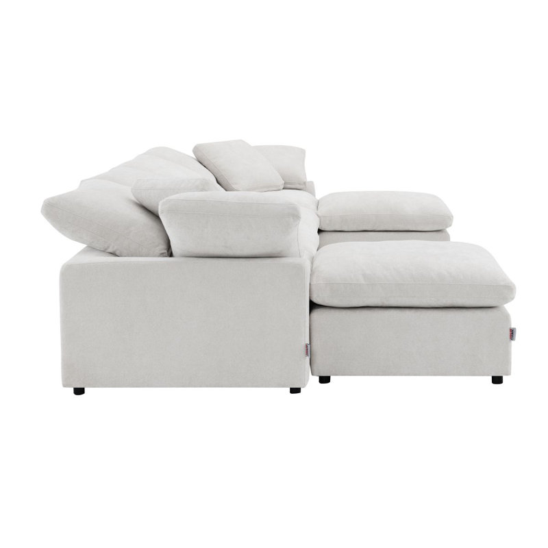 Canapé modulaire en lin avec repose-pieds 6 pièces Naveen