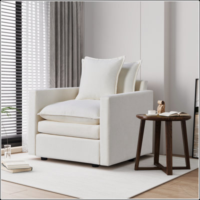 Fauteuil confortable en tissu chenille pour le salon, rehaussant la détente et le style avec une structure en bois durable