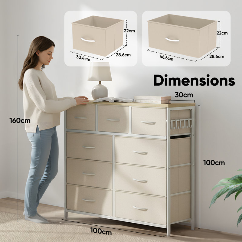 9 Drawer Storage Drawer, Beige