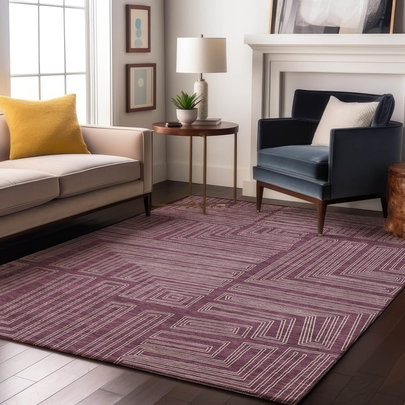 Tapis géométrique de qualité supérieure lavable à la machine Cortes AMF1045, Rectangulaire 8 pi x 10 pi