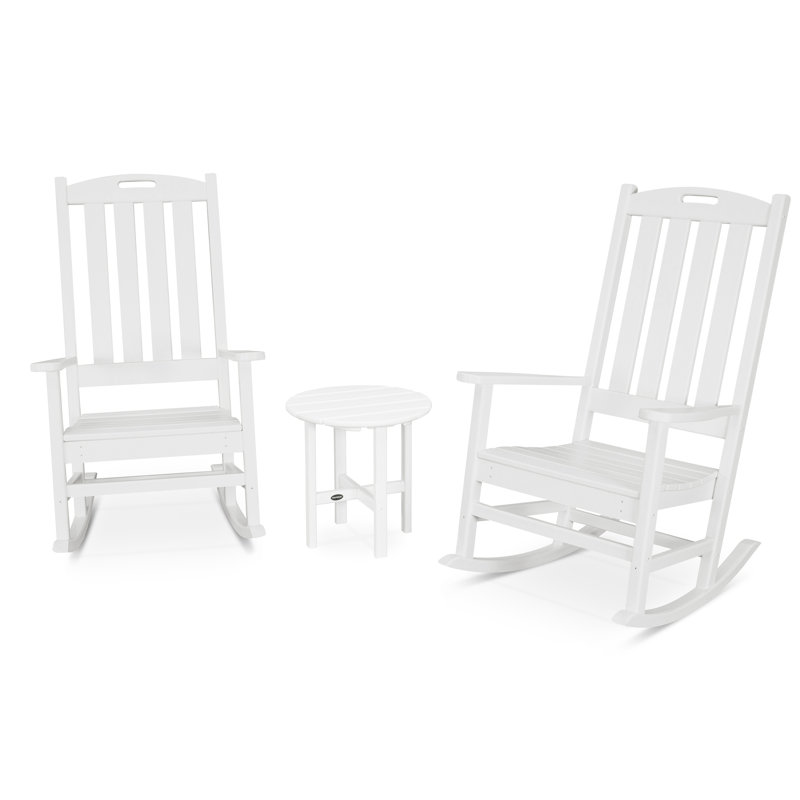 Ensemble de chaises berçantes 3 pièces POLYWOOD Nautical, Blanc