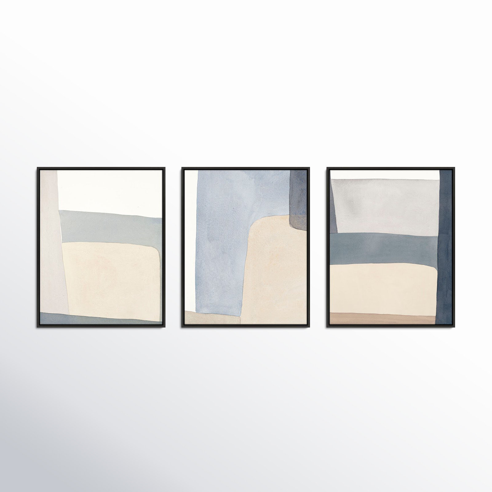 Grey Hue Set Of 3 by Julia Balfour, Picture Framed Canvas, 50" H x 120" W, Black