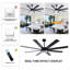 72" Ceiling Fan With Light, 6-Speed Remote Control, Reversible DC Motor, Modern 8 Blades With 6"/12"/19.5"  Downrods For Home Or Commercial Black/Walnut