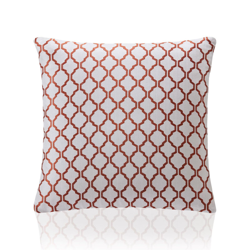 Dareece Geometric Square Throw Cushion, Orange/White