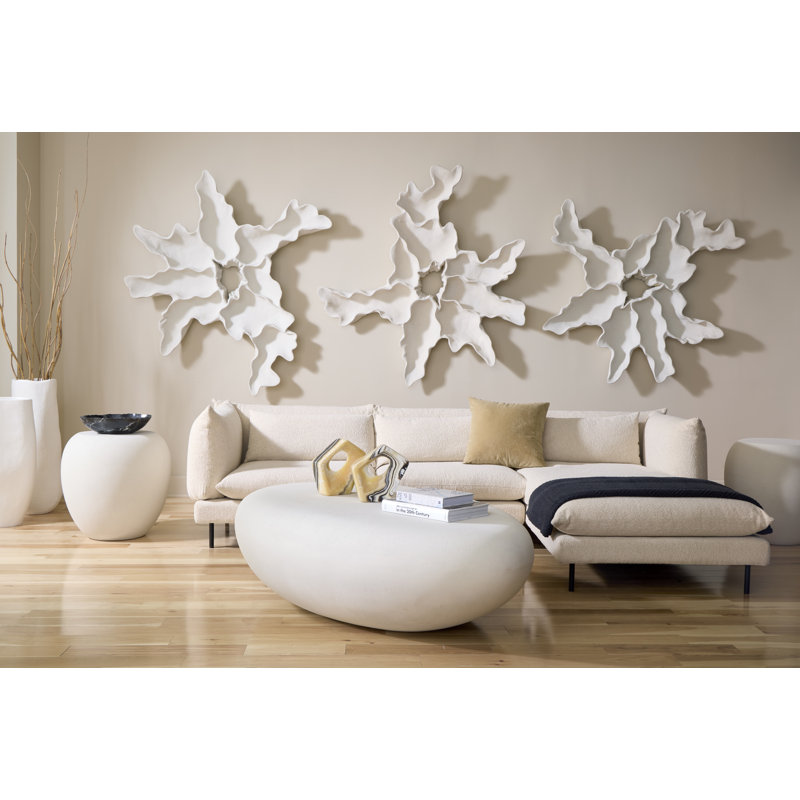 Cast Carved Root Wall Art, White Stone