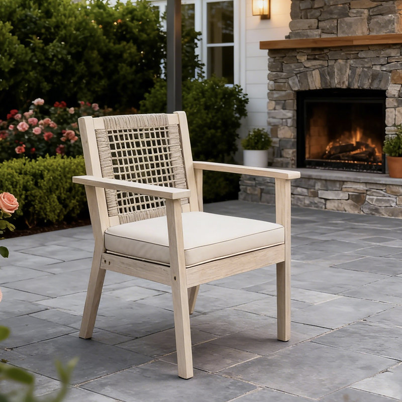 Ensemble de 2 chaises de patio en acacia avec coussins