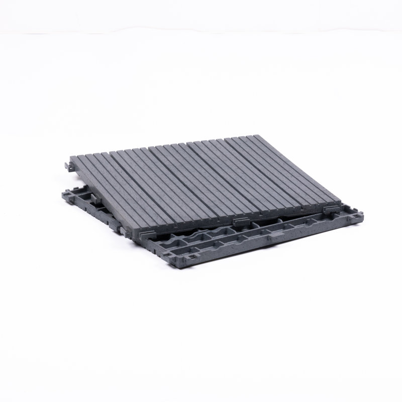 COSMO-DECKING-TILES 30cm L x 30cm W Composite Interlocking Deck Tile, Light Grey
