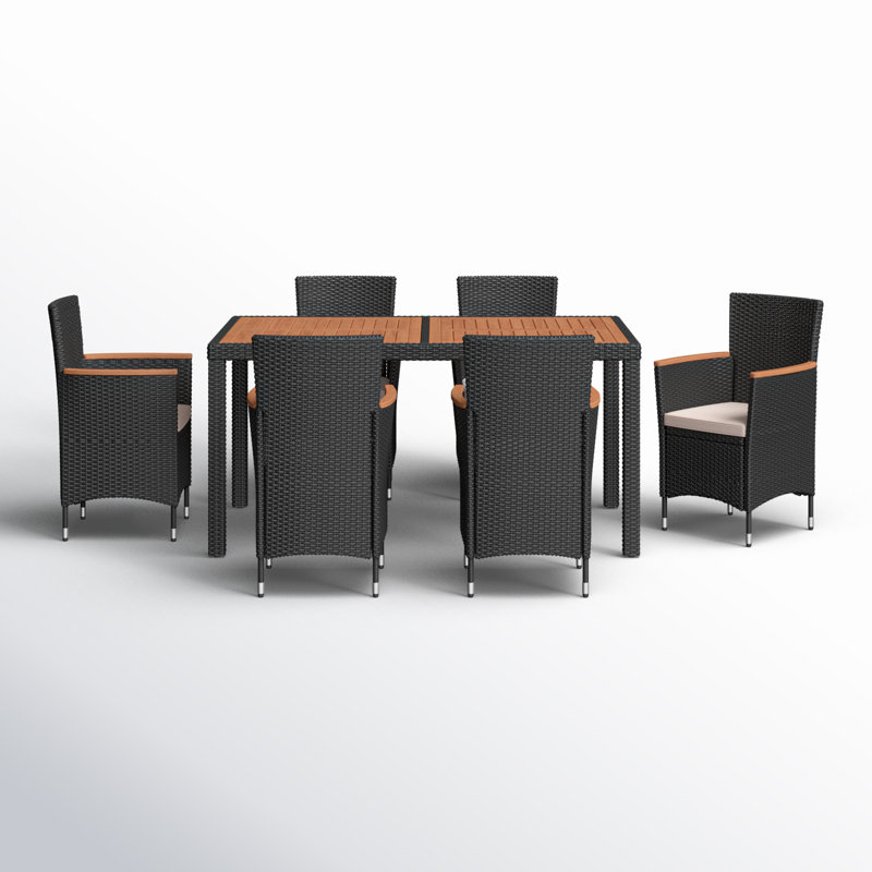 Callan Rectangular 6 - Person 59.05" Long Dining Set with Cushions, Black