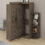 Grand lit escamotable avec bureau convertible, 2 tablettes latérales à 3 niveaux et supports de rangement supplémentaires, armoire murale pivotante en bois-180248672