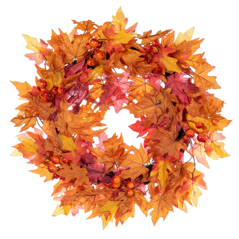  28" Fall Red Maple Leaf Wreath