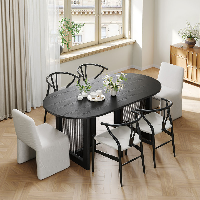 Table de salle à manger Midkiff l 33,5 po x H 30 po, Noir, H 30 po x L 67 po x l 33,5 po