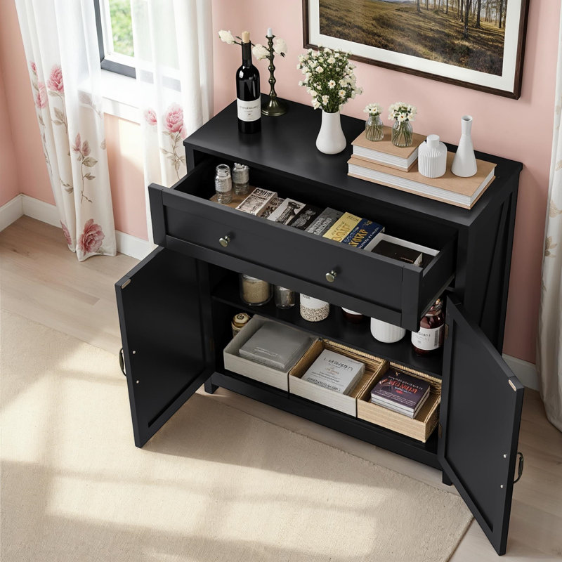 Buffet avec portes réglables et tiroir Pensa, Noir, noir, noir, noir