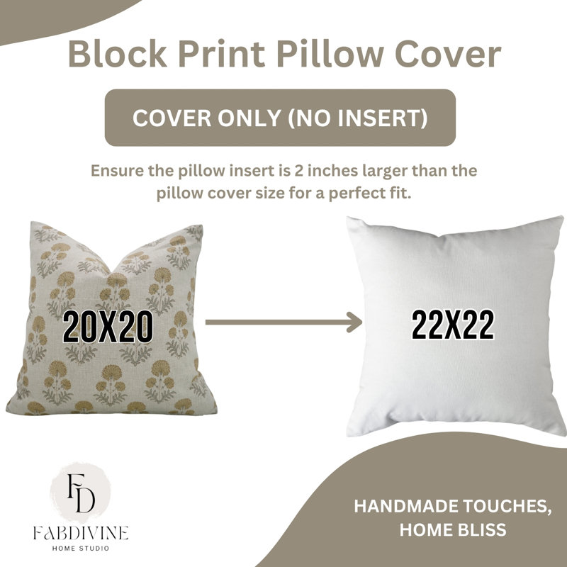Coussin à motif de fleurs fabriqué à la main Fabividine, Carré 16 po, Imprimé bloc jaune / floral