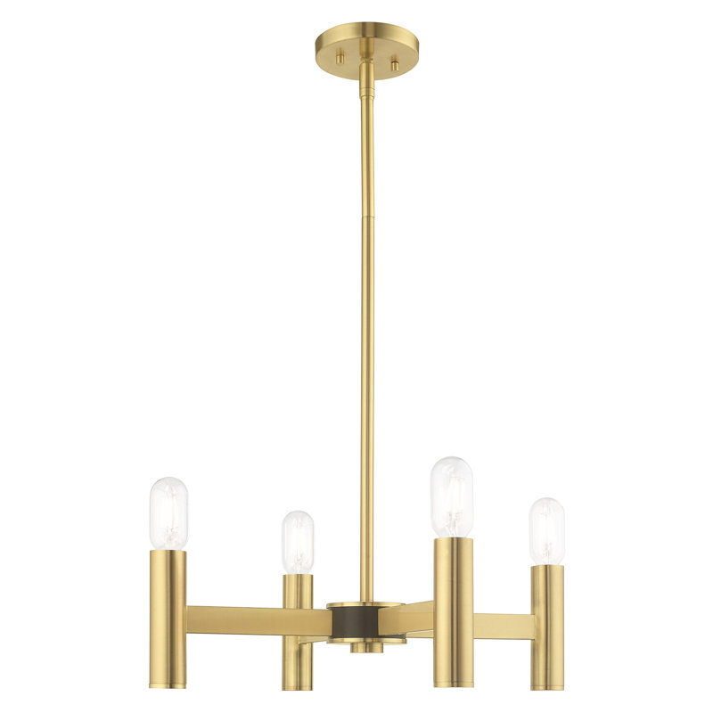 Martella Candle Style Classic / Traditional Chandelier, Satin Brass, 6" H x 20" W x 20" D