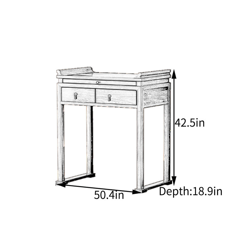 Console en noyer noir, H 42,5 po x l 50,4 po x P 18,9 po