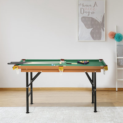 55" Portable Folding Billiards Table Game Pool Table for Whole Family Number Use With Cues, Ball, Rack, Chalk, Green