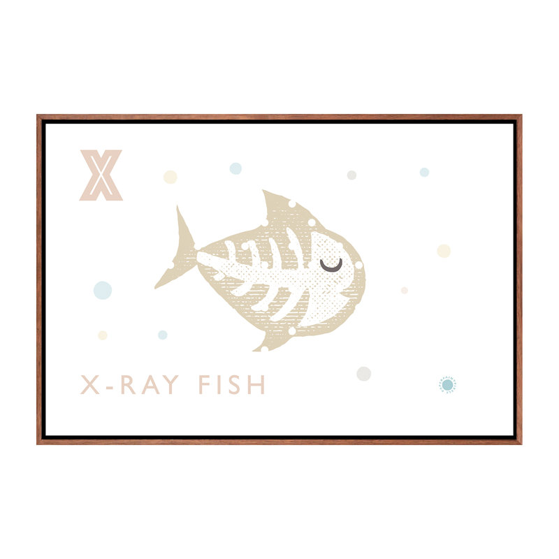 " Xray Fish ", No Mat, 18" H x 26" W x 1.5" D, Brown Framed Canvas