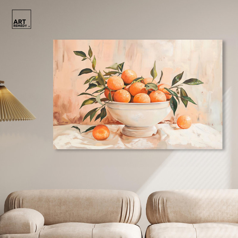 Large Orange and Green Abstract Canvas Wall Art