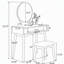 Ensemble coiffeuse et tabouret contemporain en bois, miroir rond à pieds fuselés, structure en hévéa massif et corps en MDF-1450583394