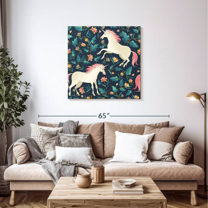 Ashelle Floral Unicorns, 36" H x 36" W
