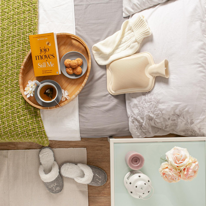 Nicola Spring - Plush Hot Water Bottle & Cover - Cream