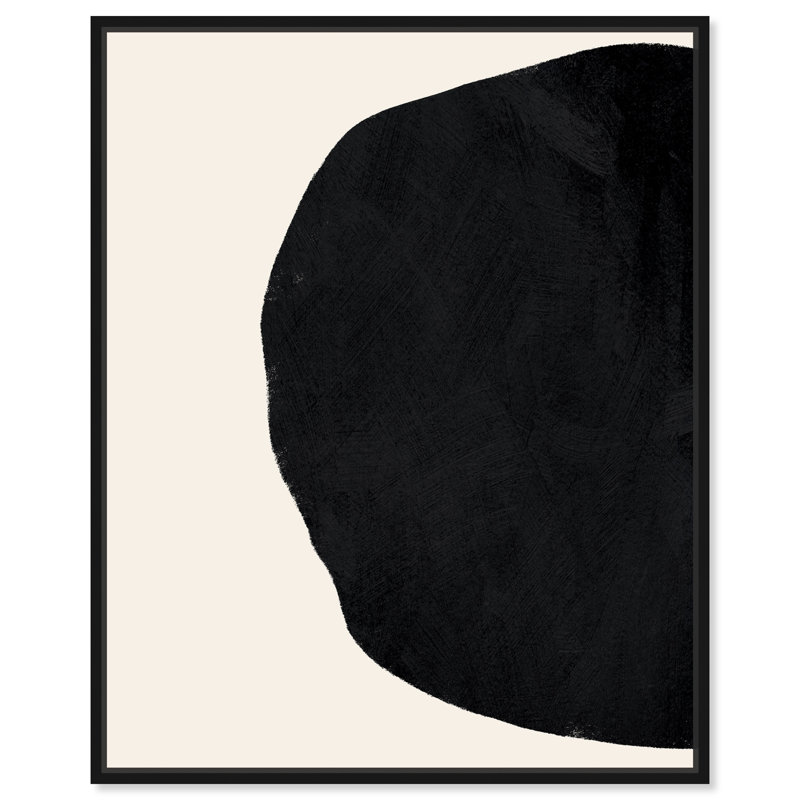 Modern Black Circle On White Background Print by Oliver Gal, 21" H x 18" W, Black Floater Framed