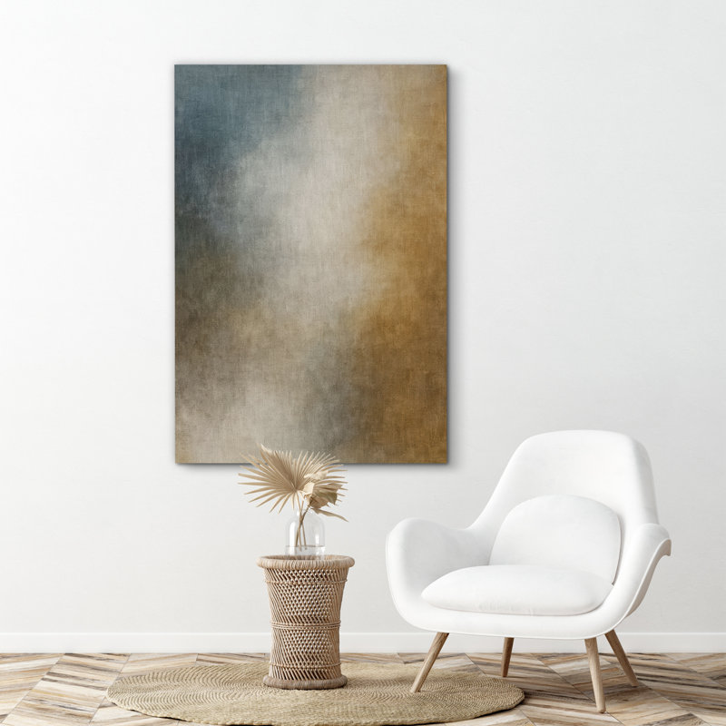 Blue and Brown Abstract Gradient Art – Pictures Framed Canvas Print Wall Art, 48" H x 32" W x 1.5" D, Wrapped Canvas
