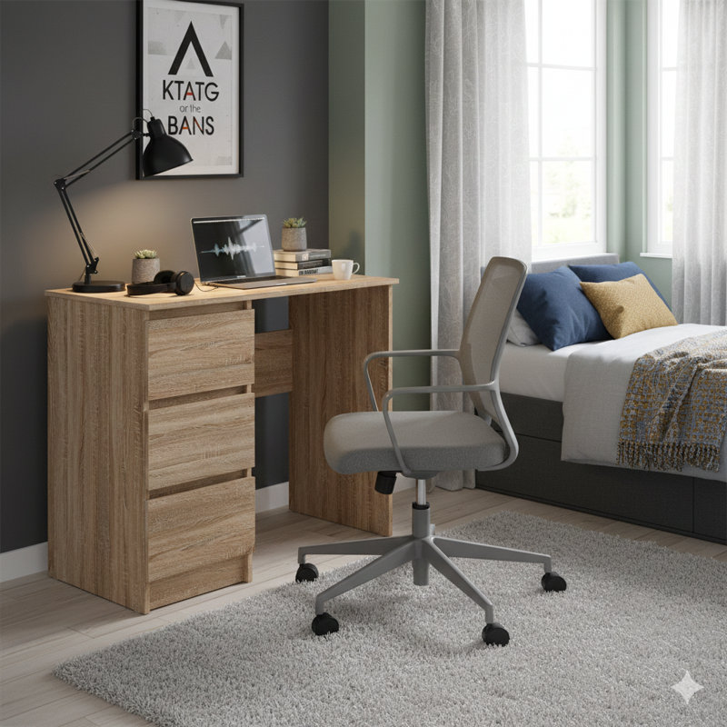 Computer desk Classic Line Cina, Brown/Brown
