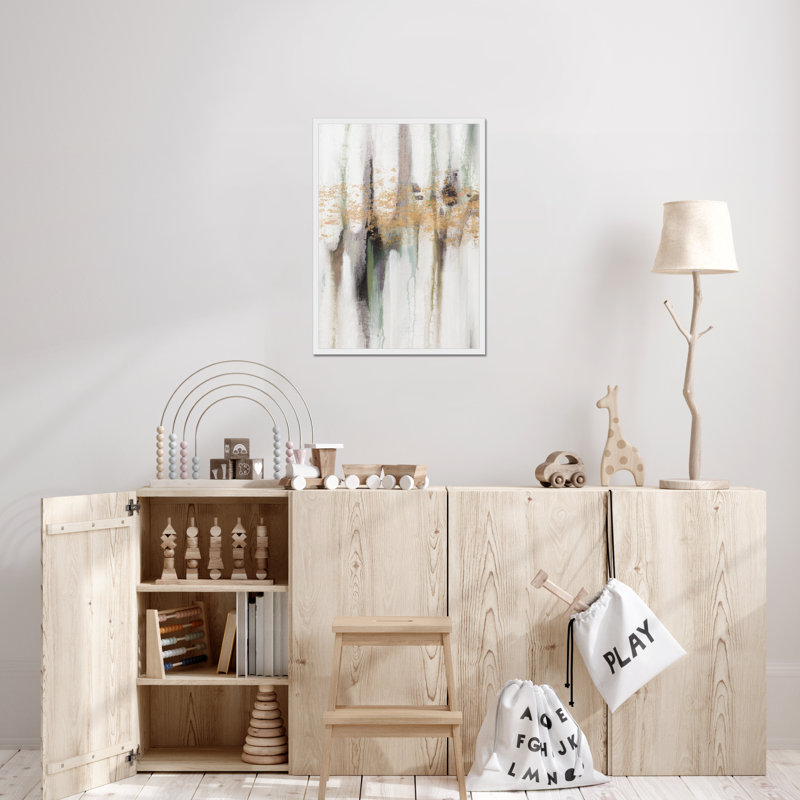 Falling Gold Leaf I by Studio W - Painting, 80cm H x 55cm W, White Framed Paper Print