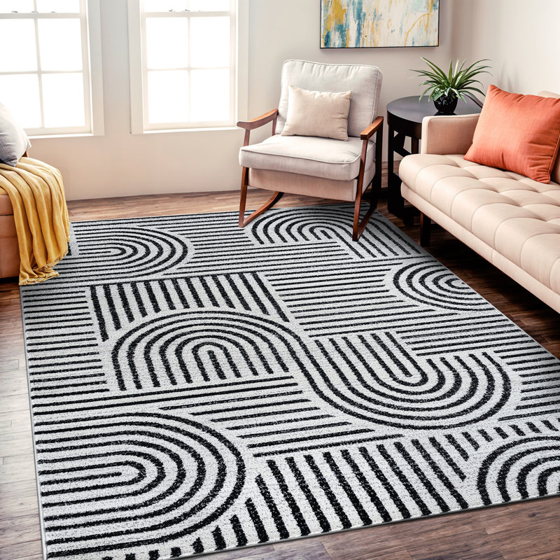 Rambo Bohemian Stripe Arch Design Area Rug,  Rectangle 7'10" x 10'