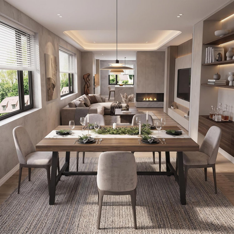 Ensemble de table et chaises de style ferme moderne de 71 pouces avec 4 chaises
