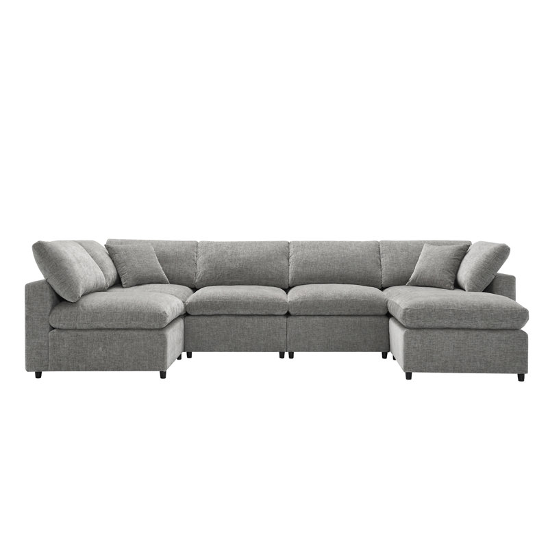 [VIDEO Provided][New]130*65" Modern Modular Cloud Sofa Bed, Gray Chenille