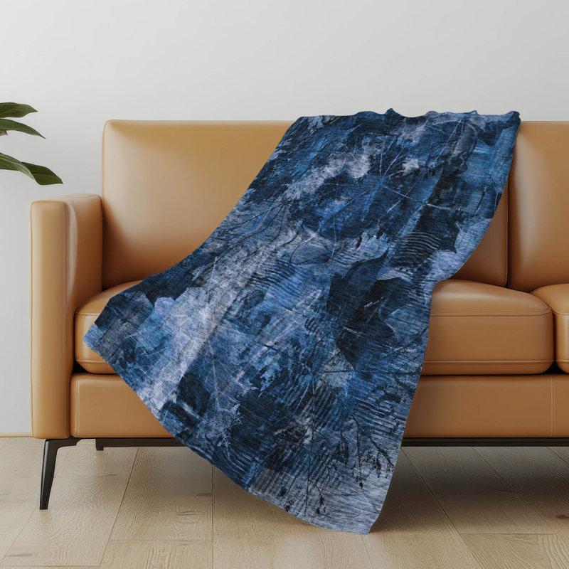 Jeté en sherpa floral Addison, Marine