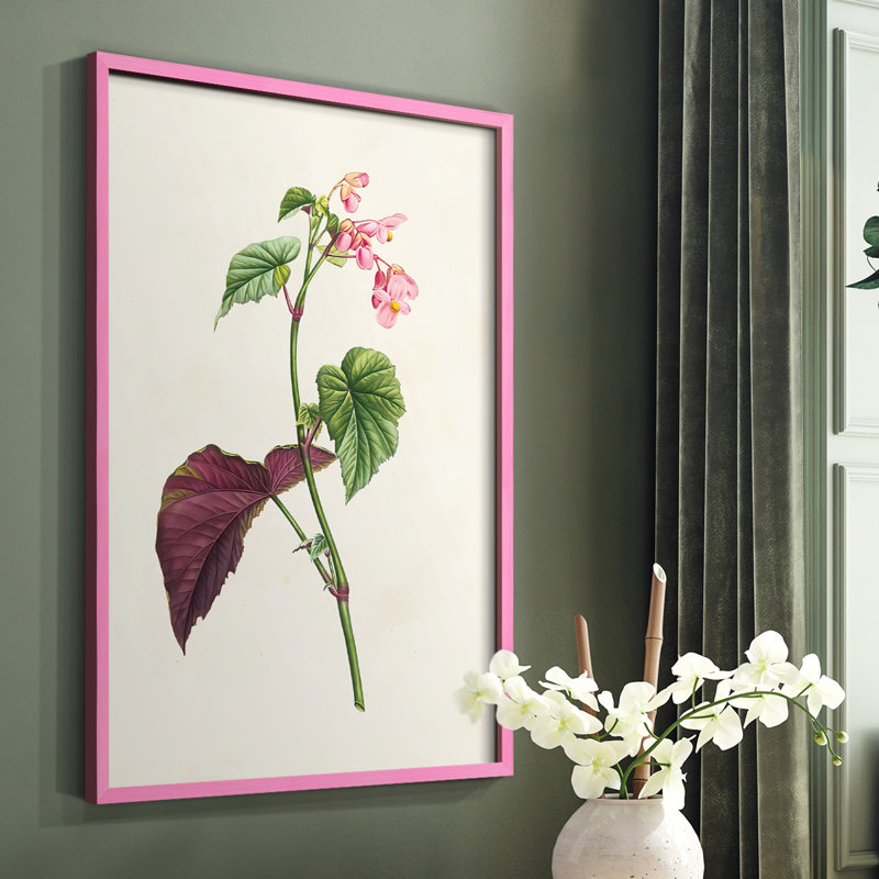 «Pretty Pink Botanicals VI», reproduction encadrée - bois massif, Rose, H 10 po x l 8 po