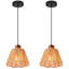 Luminaire suspendu en rotin tissé à la main à 1 lumière pour îlot de cuisine, salle à manger et salon