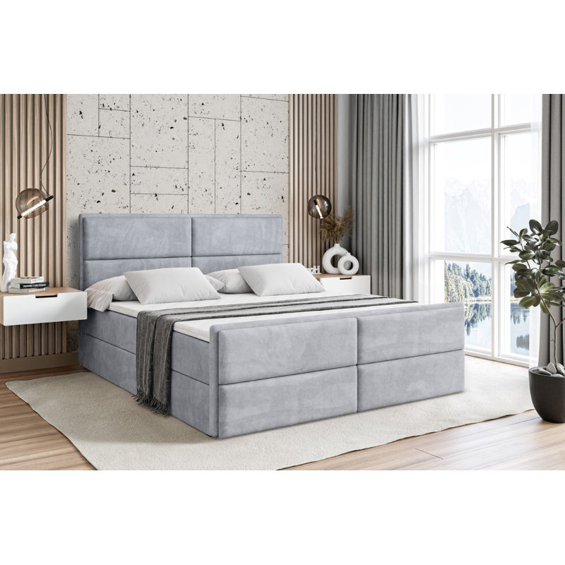 Bed, Light gray, 160cm W x 200cm L
