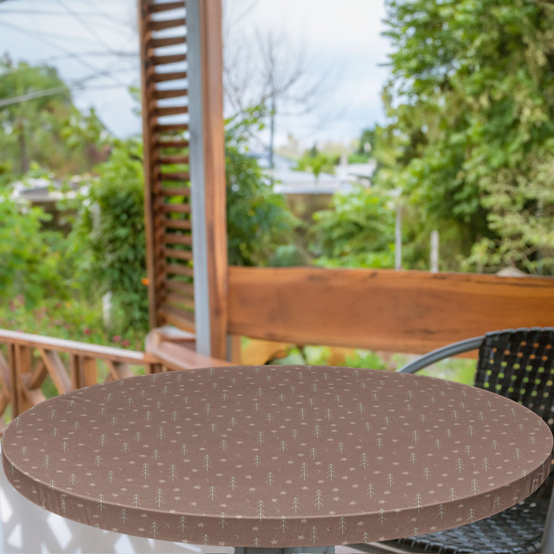 Ambesonne Jungle Fitted Round Tablecloth Pale Chocolate Warm Taupe, 64.17" Round