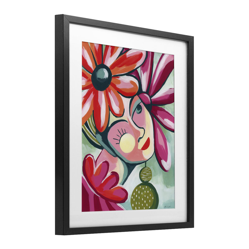 «Retro Bright Jolie Portrait», reproduction encadrée sous verre, design par Yvette St. Amant, H 21 po x l 17 po