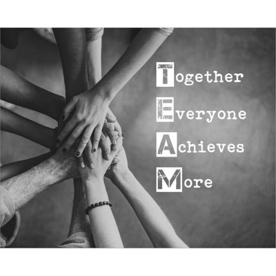 «Together Chacun Achieves More - Stacking Hands Grayscale By Color Me Happy», art mural sur toile