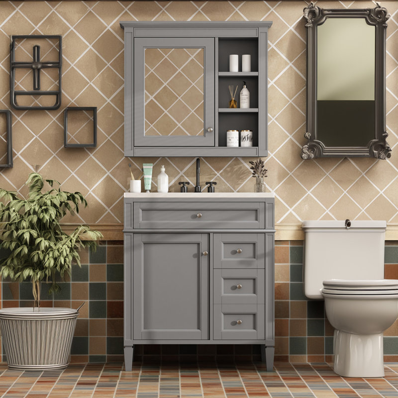 Armoire de salle de bain Tenara, Gris